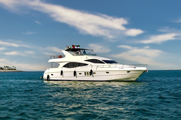 Experience the stunning beauty of Dubai’s coastline aboard the Majesty 77ft yacht. Perfect for family gatherings or adventures with friends creating unforgettable memories on the water.
